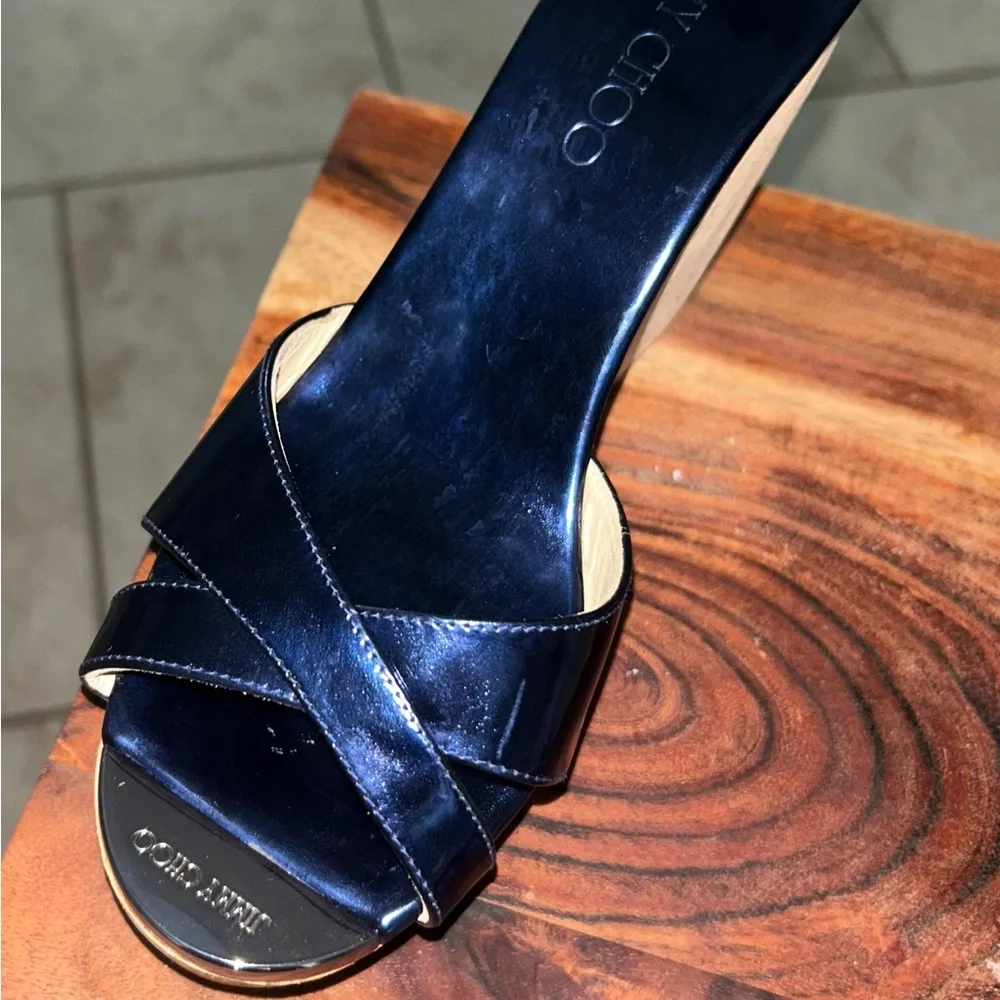 🔹🔹Jimmy Choo PERFUME‎ Metallic Denim Slip on Wedge Sandel-NWT in BOX.🔹🔹